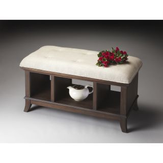 Transitional Mindi Hardwood Cocoa Storage Bench