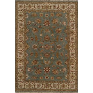 Ziegler Hand Knotted Blue Beige Vegetable Dyes Wool Rug (9 X 12)