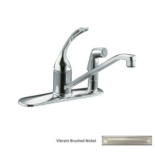 KOHLER Coralais Vibrant Brushed Nickel Low Arc Kitchen Faucet with Side Spray