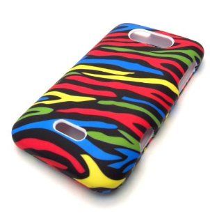 LG Motion MS770 4G Rainbow Multi Color Zebra Design Rubberized Feel Rubber Coated PROTECTOR HARD Case Cover Skin Protector Metro PCS Cell Phones & Accessories
