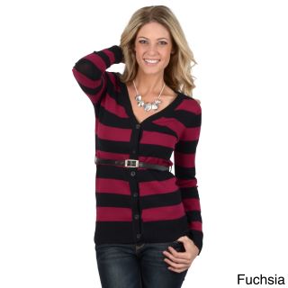 Journee Collection Ci Sono By Journee Juniors Striped Belted Cardigan Black Size S (4  6)