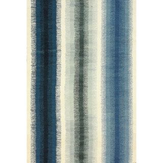 Nuloom Flatweave Modern Ombre Stripes Blue Wool Runner Rug 26 X 8