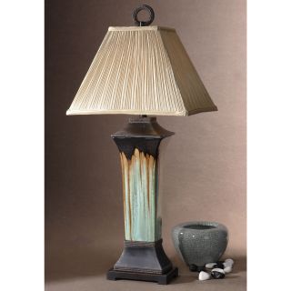 Olinda Table Light Green/ Metallic Brown Melt Ceramic Table Lamp