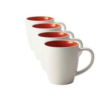 Rachael Ray Dinnerware Rise 4 piece Orange Stoneware Mug Set