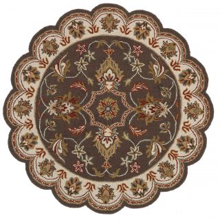 Transitional Hand Looped Brown Star Area Rug (49 X 49)