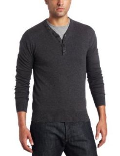 French Connection Men's Long Sleeve V Neck Contrast Henley Sweater, Charcoal Mel/Black, X Large at  Mens Clothing store
