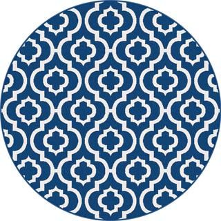 Metropolis 1027 Navy Contemporary Area Rug (53 Round)