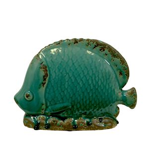 Blue Ceramic Fish Figurine