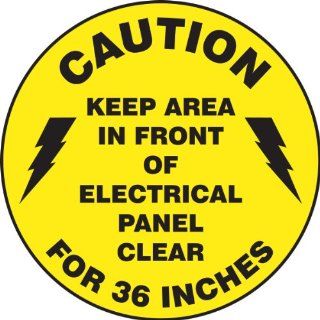 Accuform Signs MFS778 Slip Gard Adhesive Vinyl Round Floor Sign, Legend "CAUTION KEEP AREA IN FRONT OF ELECTRICAL PANEL CLEAR FOR 36 INCHES", 17" Diameter, Black on Yellow Industrial Floor Warning Signs
