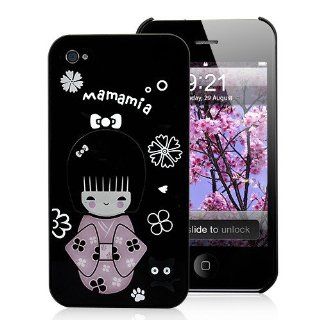 Cute Mamamia Girl Pattern Hard Case For iPhone 4 and 4S BLACK Cell Phones & Accessories