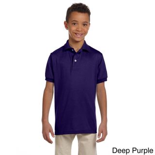 Jerzees Youth 50/50 Jersey Polo With Spotshield Purple Size L (14 16)