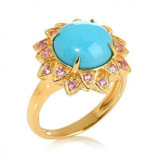 Heritage Gems Sleeping Beauty Turquoise and Pink Sapphire Vermeil Ring