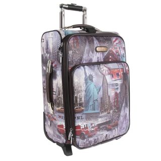 Nicole Lee New York Print 20 inch Expandable Rolling Carry on