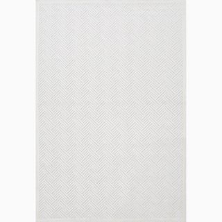 Handmade Ivory/ White Art Silk/ Chenille Modern Rug (76 X 96)