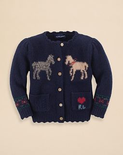 Ralph Lauren Childrenswear Infant Girls' Horse Intarsia Cardigan Sweater   Sizes 9 24 Months's