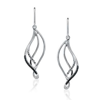 online only 1 6 ct t w enhanced black and white diamond flame earrings