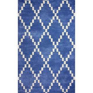 Nuloom Flatweave Pixel Trellis Blue Wool Rug (5 X 8)
