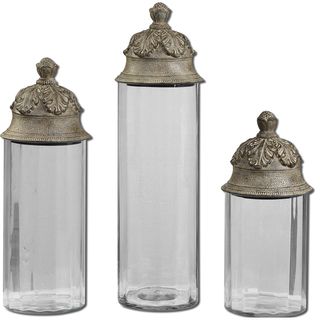 Acorn Glass Cylinder Canisters (set Of 3)