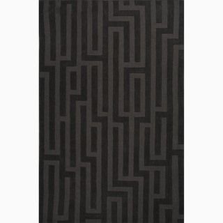 Hand made Black/ Gray Wool Textured Rug (5x8)