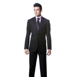 Zonettie By Ferrecci Mens Custom Slim Fit Dark Navy Plaid Suit