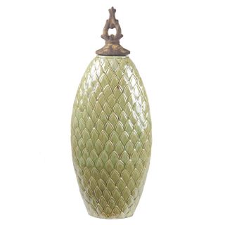 Privilege Green Ceramic Vase With Lid