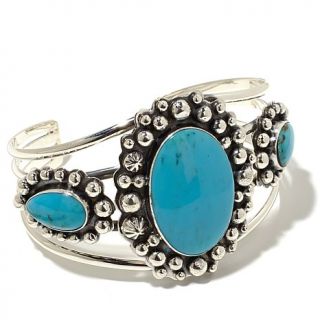 Chaco Canyon Southwest Star Drop Oval Turquoise Sterling Silver Cuff Bracelet
