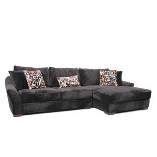 Audrey 3 piece Ebony Sectional Sofa With Ottoman