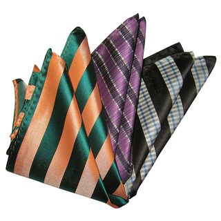 Dmitry Mens Orange/black/purple Italian Silk Pocket Squares (pack Of 3)