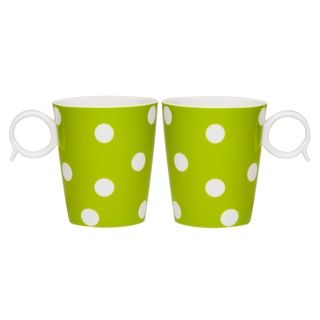 Red Vanilla Freshness Dots 12 ounce Green Mug (set Of 2)