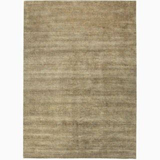 Handmade Abstract Pattern Taupe/ Gray Wool Rug (6 X 9)