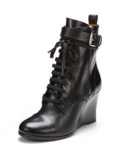 Leather Lace Up Buckle Bootie by Barbara Bui