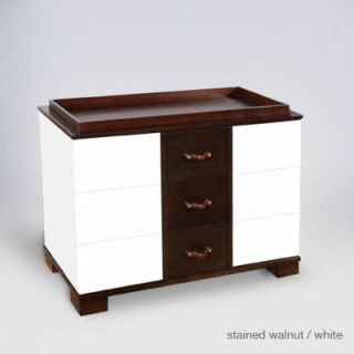ducduc Morgan 3 Drawer Changer Morg3DC Wood Finish White / Stained Walnut