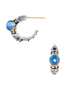 Batu Kali Gold, Silver, & Blue Topaz Sea Hoop Earrings by John Hardy
