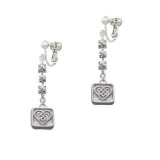 Celtic Knot Heart   Square Seal Madison Clip On Earrings Dangle Earrings Jewelry