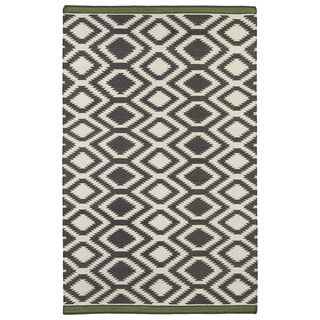 Flatweave Tribeca Grey Geo Wool Rug (5 X 8)