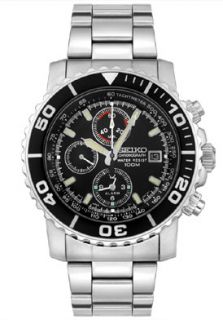 Seiko SNA225  Watches,Mens  Chronograph Stainless Steel Black Dial, Chronograph Seiko Quartz Watches