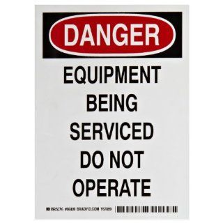 Brady 66009 7" Height, 5" Width, B 811 Flexible Magnetic Vinyl, Black And Red On White Color Magnetic Lockout Danger Sign, Legend "Danger, Equipment Being Serviced Do Not Operate" Industrial Lockout Tagout Tags Industrial & Scient