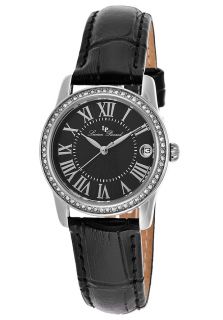 Lucien Piccard 12145 01  Watches,Landes Crystals Black Genuine Leather and Black Dial, Fashion Lucien Piccard Quartz Watches