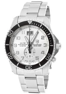 Swiss Army 241442  Watches,Mens Maverick GS Dual Time Silver Dial Stainless Steel, Casual Swiss Army Quartz Watches