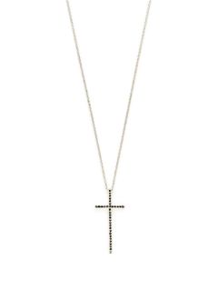 Sterling Silver Thin Cross With Black Diamonds by Mateo Bijoux