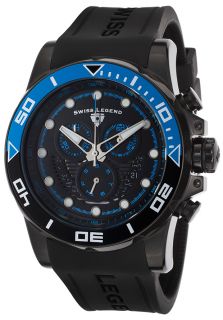Swiss Legend 21368 BB 01 EBLAB  Watches,Avalanche Chronograph Black Silicone Strap & Dial Light Blue Accents, Casual Swiss Legend Quartz Watches