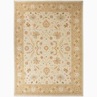 Hand made Oriental Pattern Ivory/ Taupe Wool Rug (8x10)