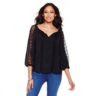 Hot in Hollywood "Maya" Peasant Blouse with Lace