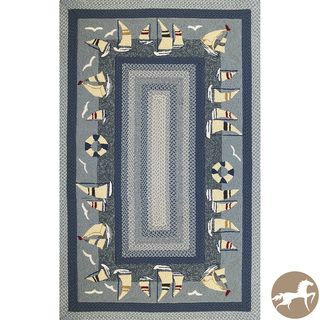 Hand woven Sailboats 5510 Blue Area Rug (23 X 39)