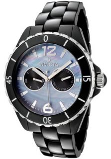 Invicta 0307  Watches,Mens Ceramics Blue MOP Dial Black Ceramic, Casual Invicta Quartz Watches