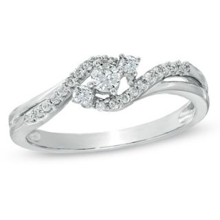 CT. T.W. Diamond Bypass Promise Ring in 10K White Gold   Zales