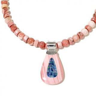 Jay King Pink Opal Reversible Sterling Silver Pendant with Necklace