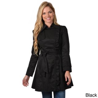 Jessica Simpson Jessica Simpson Womens Belted Ruffled Trench Coat Black Size M (8  10)