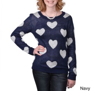 Journee Collection Juniors Heart Print Scoop Neck Sweater
