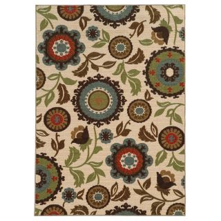 Loop Pile Over Scale Floral Ivory/ Multi Nylon Rug (33 X 55)